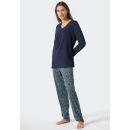 Schiesser Damen Schlafanzug lang ST dunkelblau 054