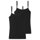 Schiesser Damen 2PACK Spaghettitop schwarz