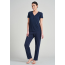 Schiesser Damen T-Shirt Knopfleiste blau