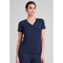 Schiesser Damen T-Shirt Knopfleiste blau