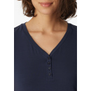 Schiesser Damen Langarmshirt Knopfleiste blau