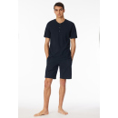 Schiesser Herren T-Shirt Knopfleiste nachtblau