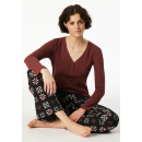 Schiesser Damen Shirt langarm Knopfleiste deep blue