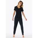 Schiesser Damen T-Shirt V-Ausschnitt schwarz