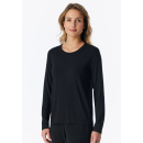Schiesser Damen Shirt langarm Rundhals schwarz