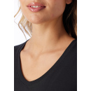 Schiesser Damen Shirt langarm V-Ausschnitt schwarz
