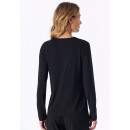 Schiesser Damen Shirt langarm V-Ausschnitt schwarz