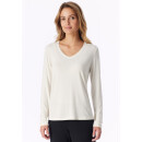 Schiesser Damen Shirt langarm V-Ausschnitt schwarz