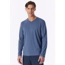 Schiesser Herren Langarmshirt V-Ausschnitt faded denim