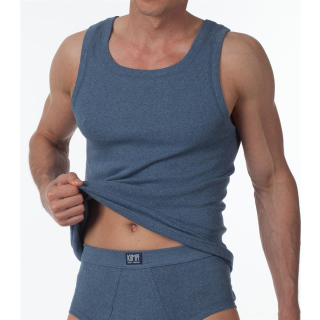 3x Kumpf Herren Unterhemd breite Schulter Workerwear, 375011 blau-meliert